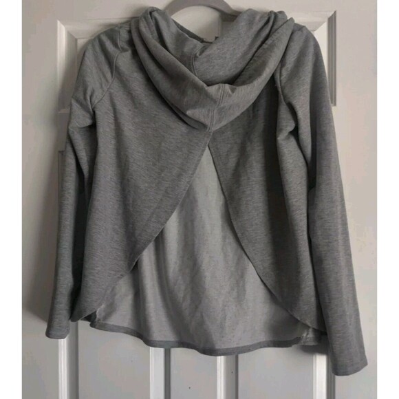 SCORPIO SOL Gray Split Back Yoga Athletic Hoodie Hooded Sweatshirt Womens Size M - Picture 2 of 9